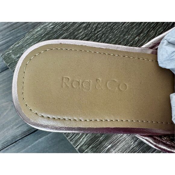 NWT RAG &‎ CO MELANIE Rose Gold Bronze Tassels Embellished Woven Flat Mules Size - Picture 3 of 10